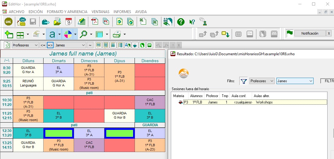 Editor de horarios