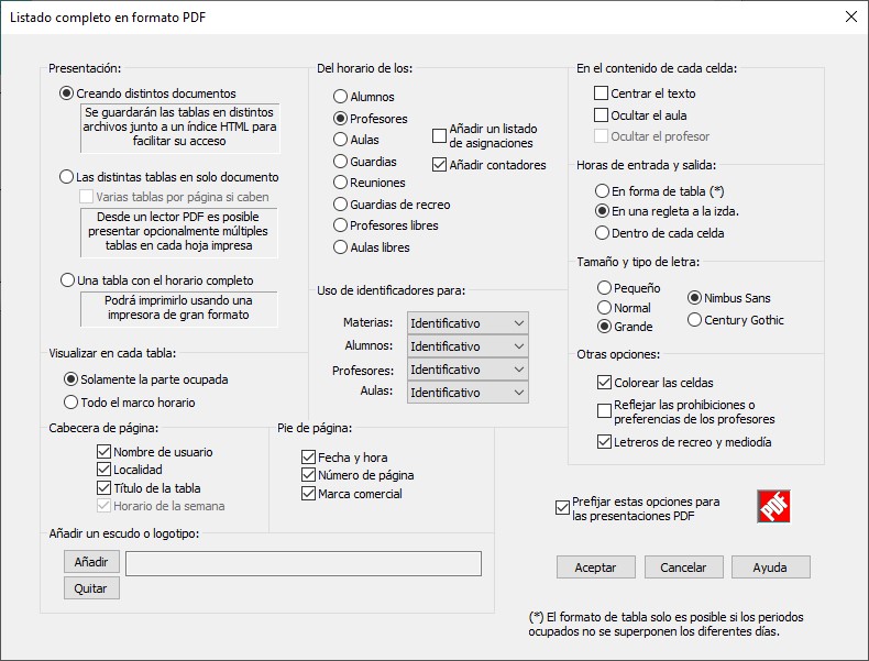 Editor de horarios